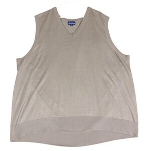 Blue Ocean Mens 4XL V-Neck Sweater Vest Taupe Gray Acrylic Knit Sleeveless Layer
